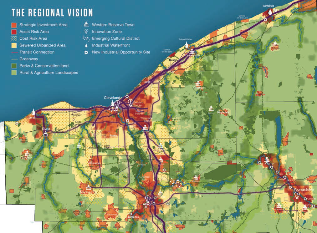 A map of Northeast Ohio showing NEOSCC’s vision for the region.